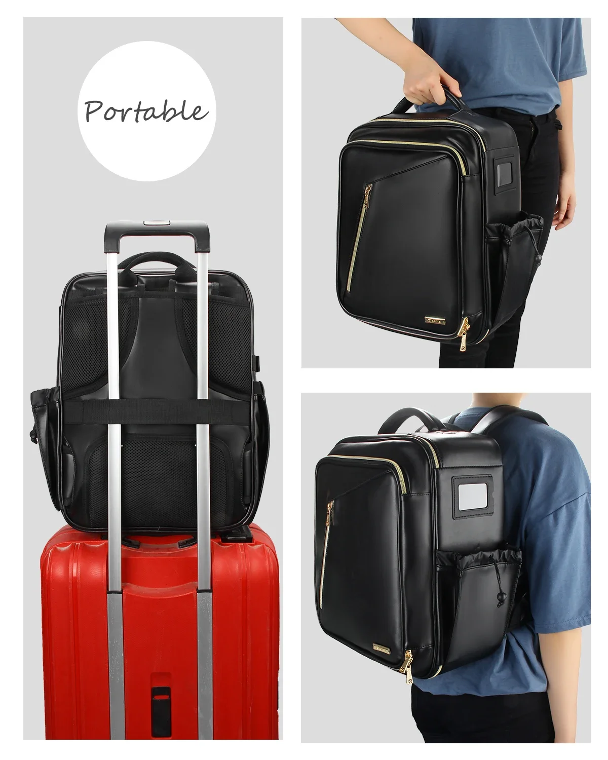 -for Relavel PU Makeup Backpack Professional Makeup Cosmetic Case Extra Large Travel Train Case Makeup Artist Kit Bag