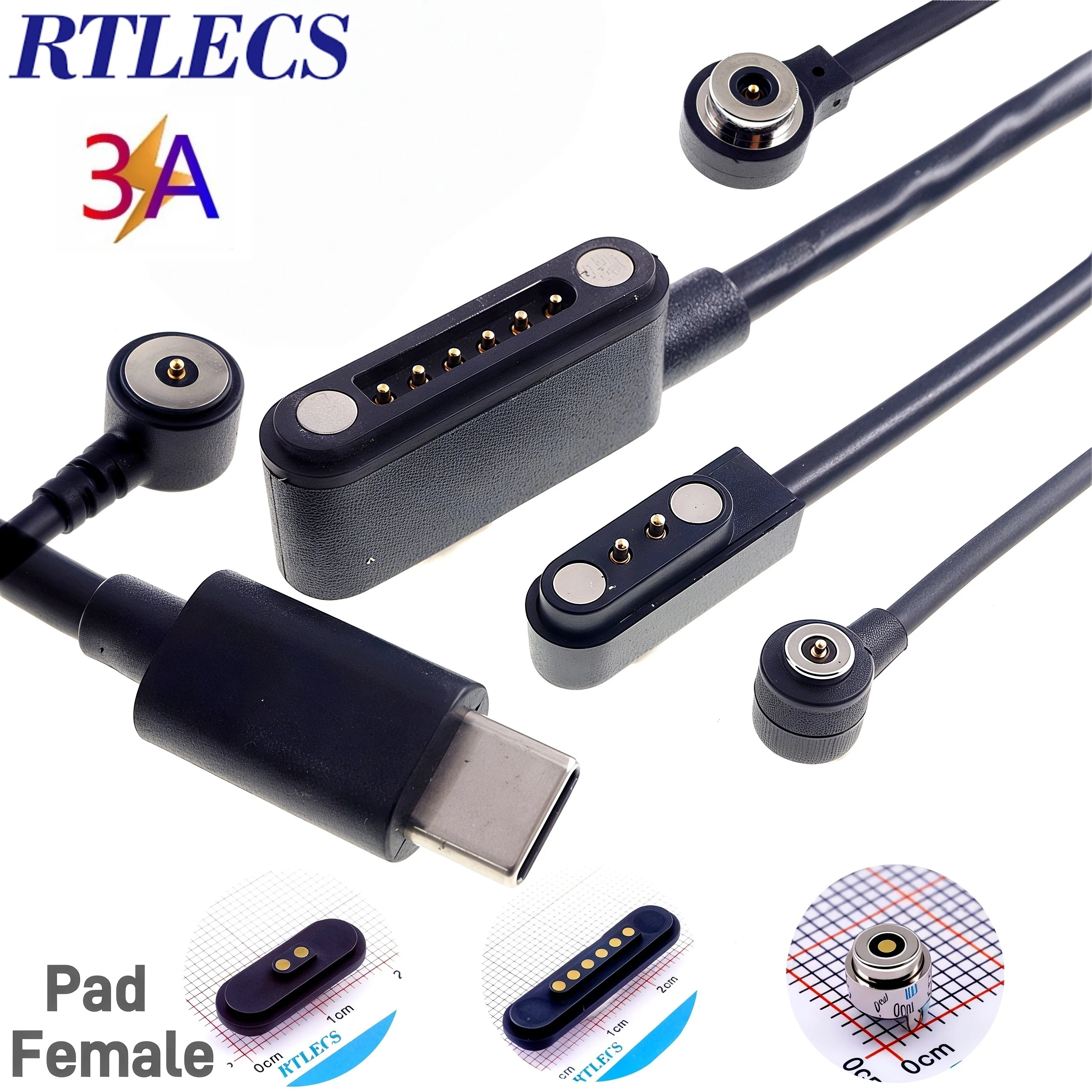 Magnetisches Pogo-Pin USB-C-Kabel Federbelasteter Typ-C 2 4 6 Positionen Steckverbinder Strom- und Datenübertragung für Smartwatch Schönheit & Gesundheit – Detail 1