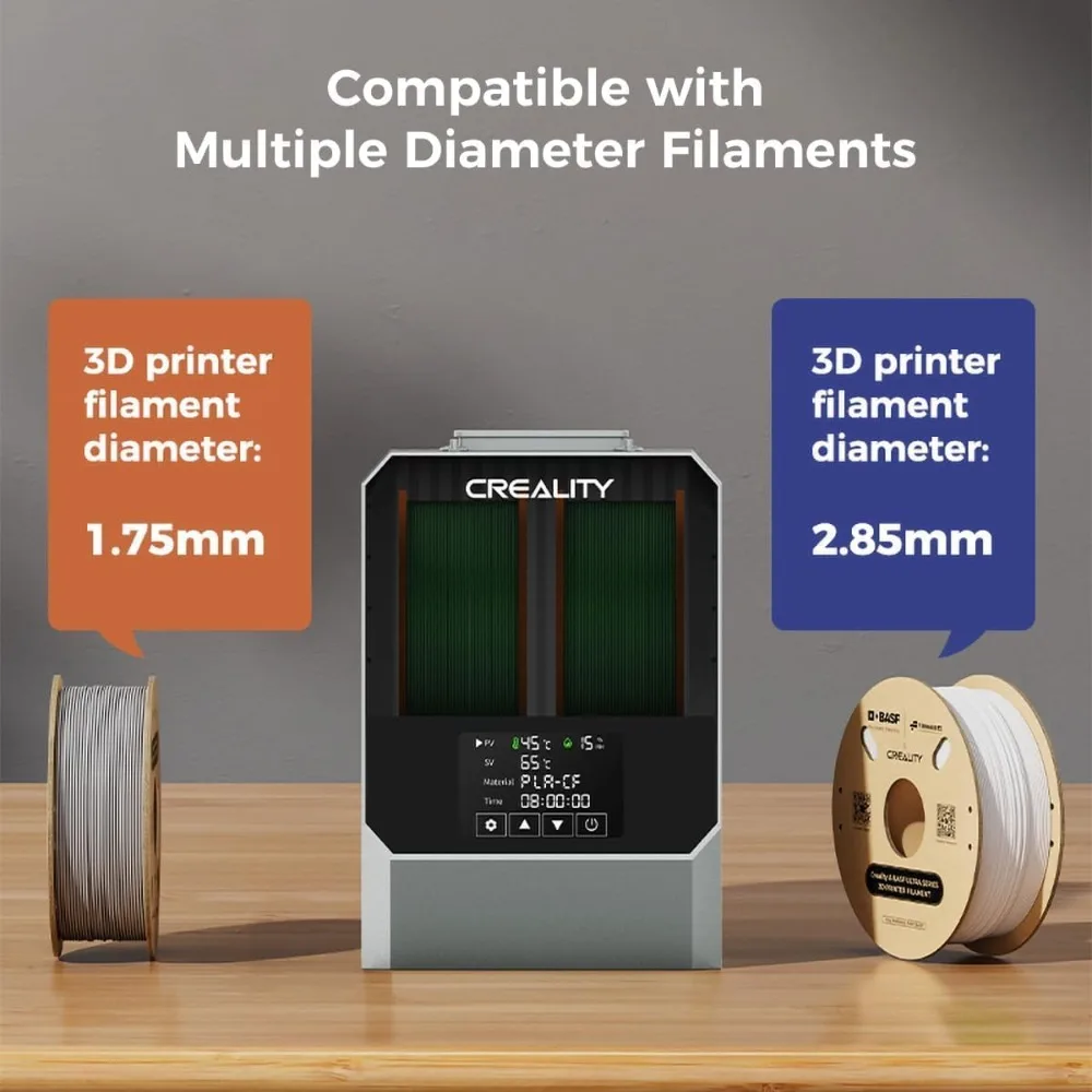 2025 Official CREALITY Space Pi Filament Dryer Plus, 2 Spools Double 360° 160W PTC Fast Heating 3D Printer Filament Dryer Box