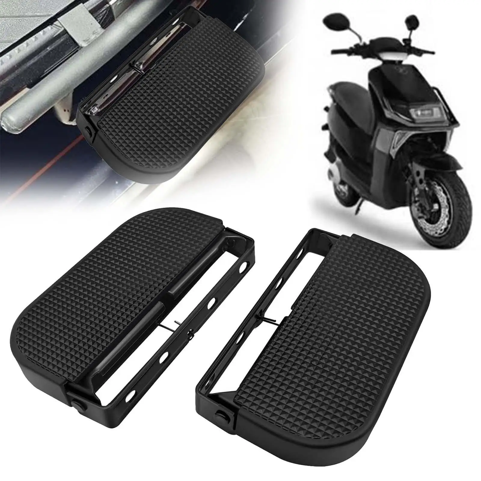 Non Slip Folding Electric Bike Rear Pedals Universal Foot Pegs Rubber Metal Floorboards for Cycling and Pit Bike Upgrades