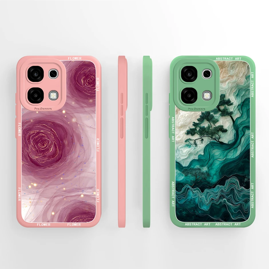 حافظات لهاتف اوبو A6 برو لوحة زيتية فنية زهرية ناعمة من السيليكون السائل غطاء مضاد للسقوط لهاتف اوبو A6 برو 4G 5G Fundas Coque #3