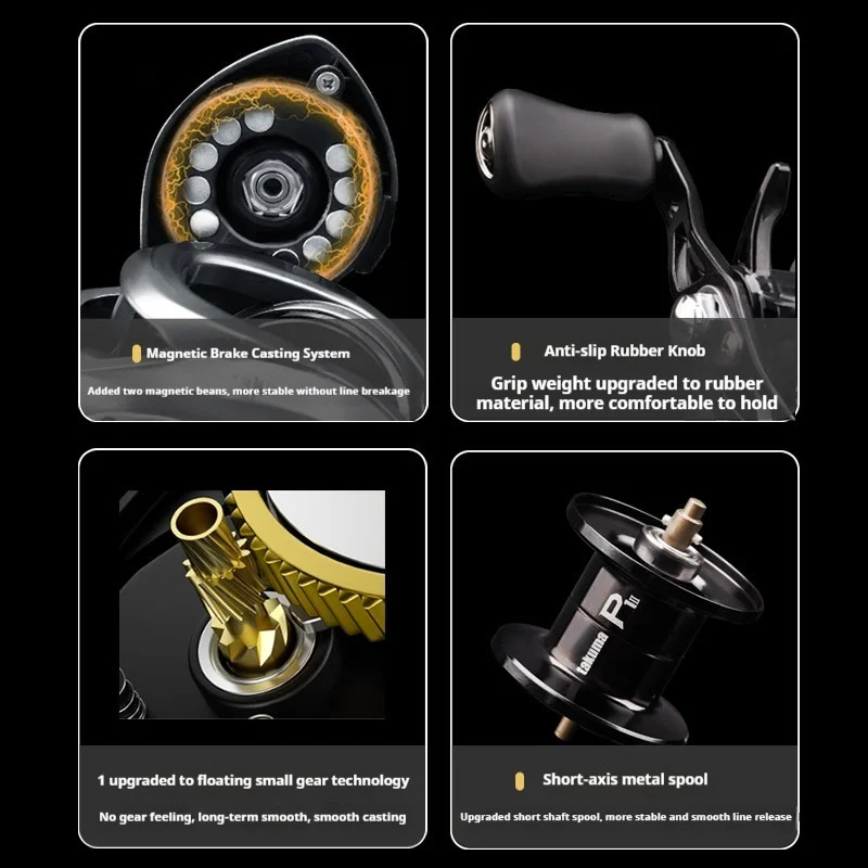 Magnetic Baitcasting Reel Dual Spool Ultralight Fishing Wheel Anti-knot Long Cast for Freshwater Micro Lure Black Bass Fishing