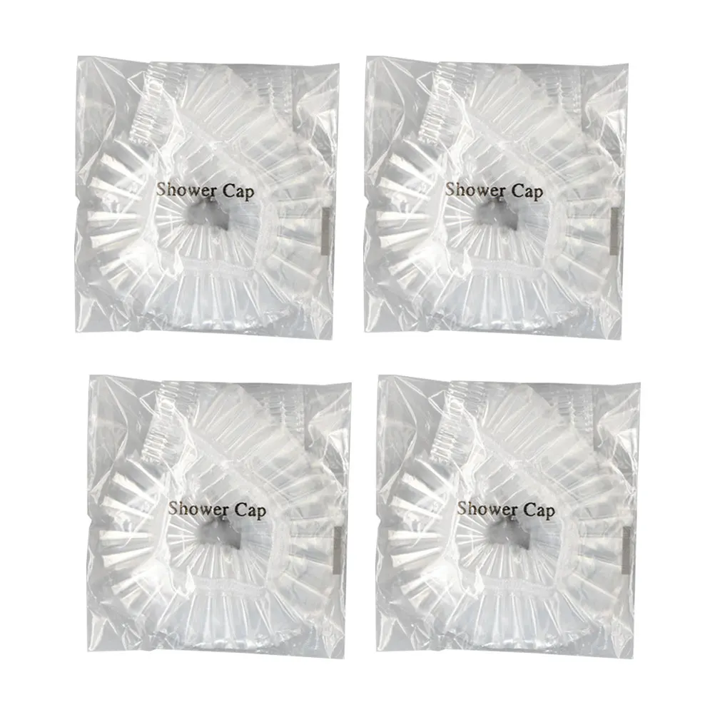 

100pcs Disposable Plastic Shower Cap Bathroom Hair Caps Thickened Elastic Salon Use Waterproof Bath Hat For Travel