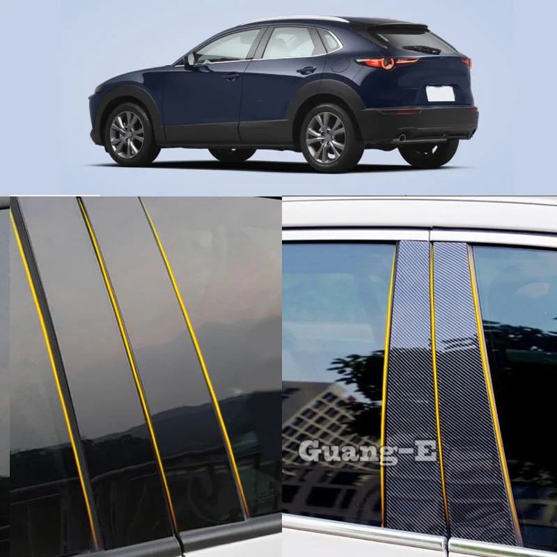 

Car PC Material Pillar Post Cover Door Trim Window Molding Stickers Accessories Plate For Mazda CX-30 CX30 2020 2021 2022-2024