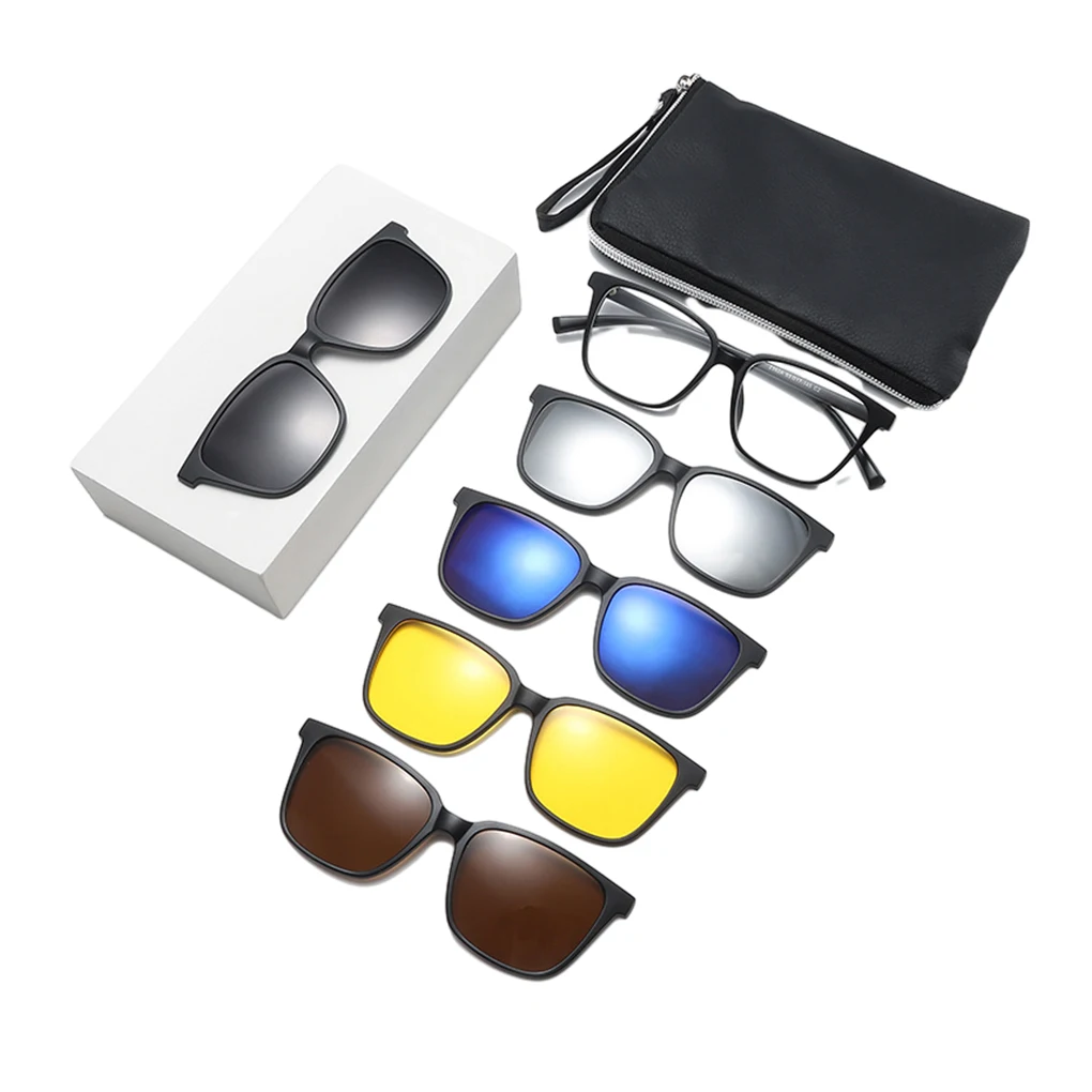 5pcs/set Impact-resistant Clip On Glasses Frame For Non-sliding Performance Daily Party Magnetic