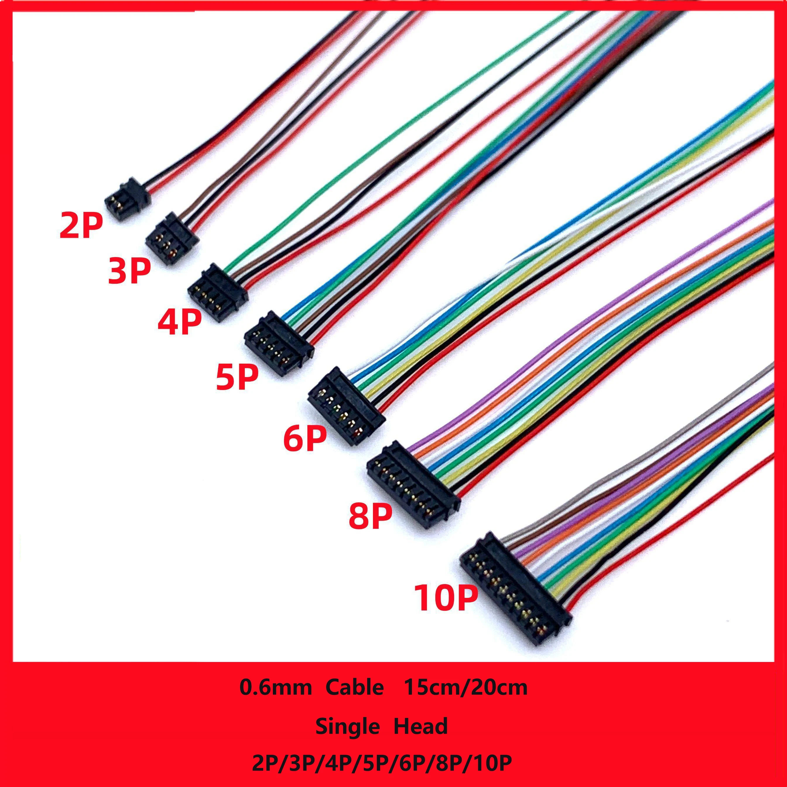 10 قطعة JST 0.6 مللي متر موصل سلك كابل 02SUR رئيس واحد 2P 3P 4P 5P 6P 8P 10P 0.6 مللي متر الملعب IDC نوع 15 سنتيمتر 20 سنتيمتر