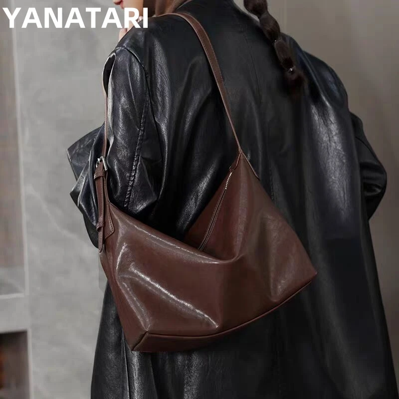 

Women's Large Capacity Shoulder Bag armpit bag Ladies Genuine Leather Commuter Shopper Bags High Quality Luxury Handbag Big tote