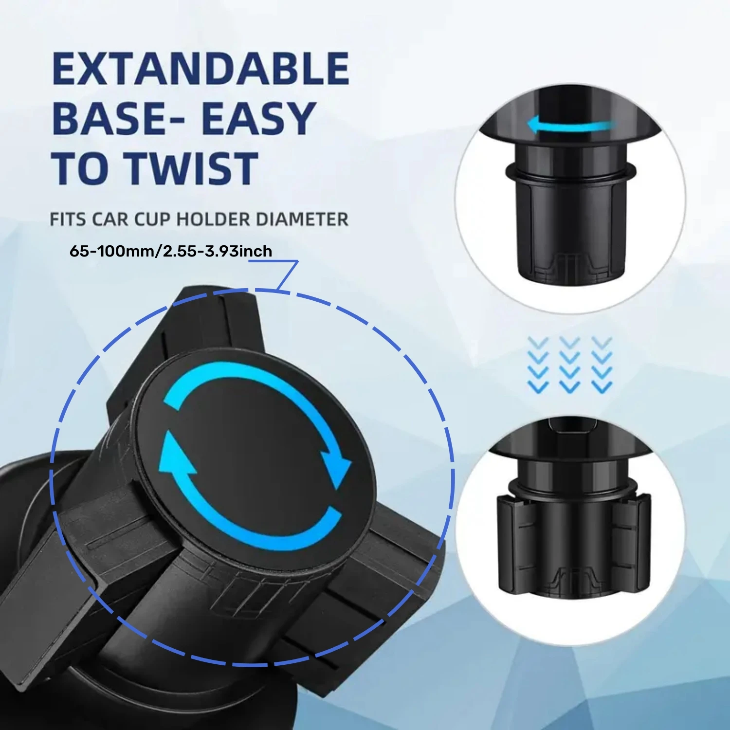 Clearance_Upgraded Car Cup Holder Expander with Adjustable Base Stable Auto Bottle Support Universal for 6.5CM-10.5CM Cup Holder image 5