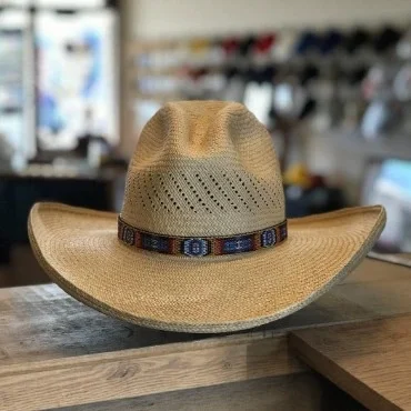 Summer Outdoor Sun Protection Straw Hat, Hand-Woven Western Cowboy Hat, Vacation & Shopping Jazz Top Hat