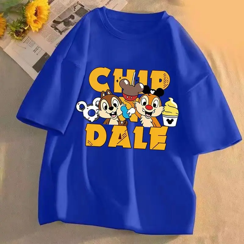 kawaii disney Chip Dale T-shirt cartoon cute Couple\'s Cotton Print Breathable Short Sleeve Y2K Summer Fashion Street Hip-hop Top