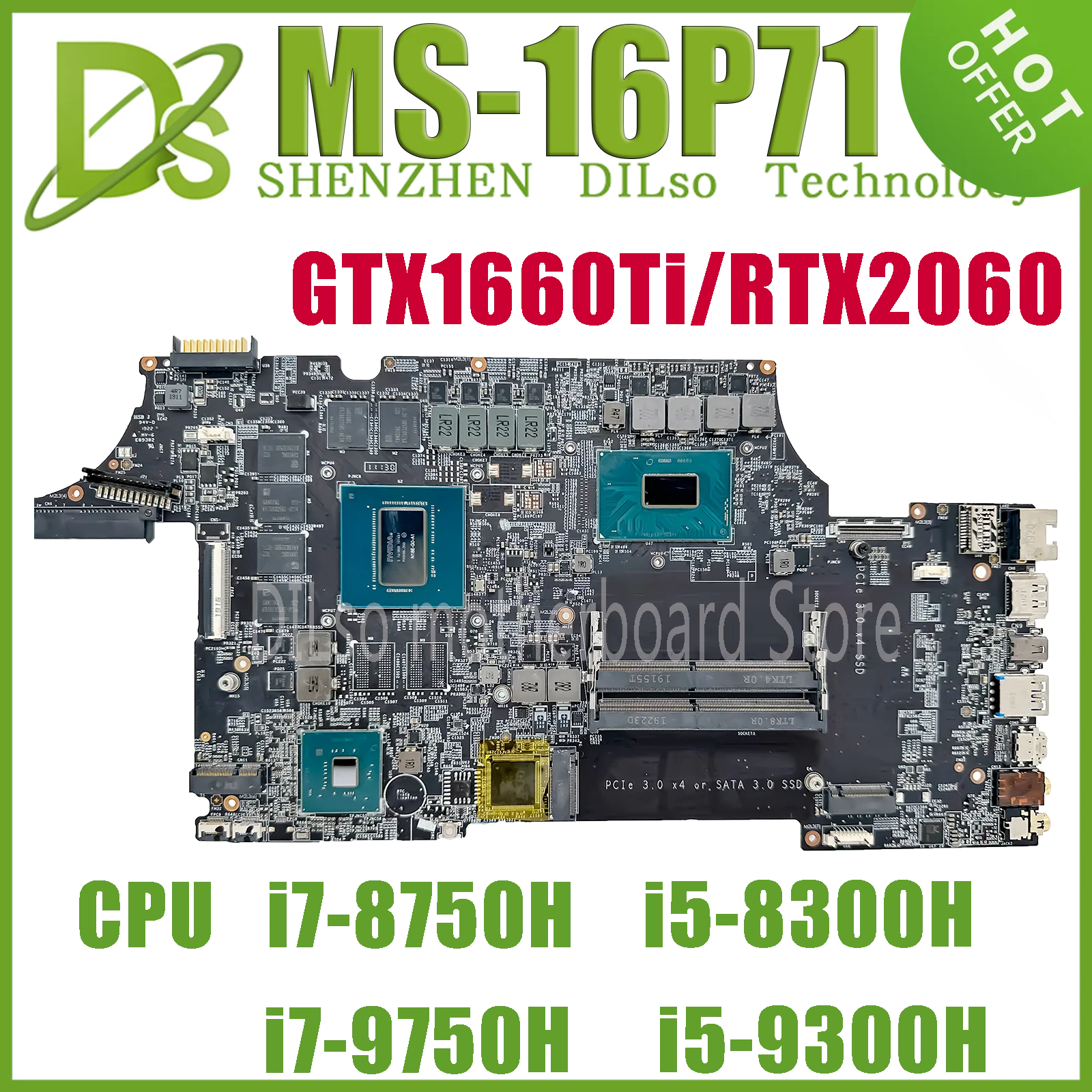 KEFU MS-16P71 Notebook Mainboard For MSI MS-16P7 GL63 Laptop Motherboard W/i5-i7/8th 9th E1-2176M GTX1660 RTX2060 RTX3000-V6G