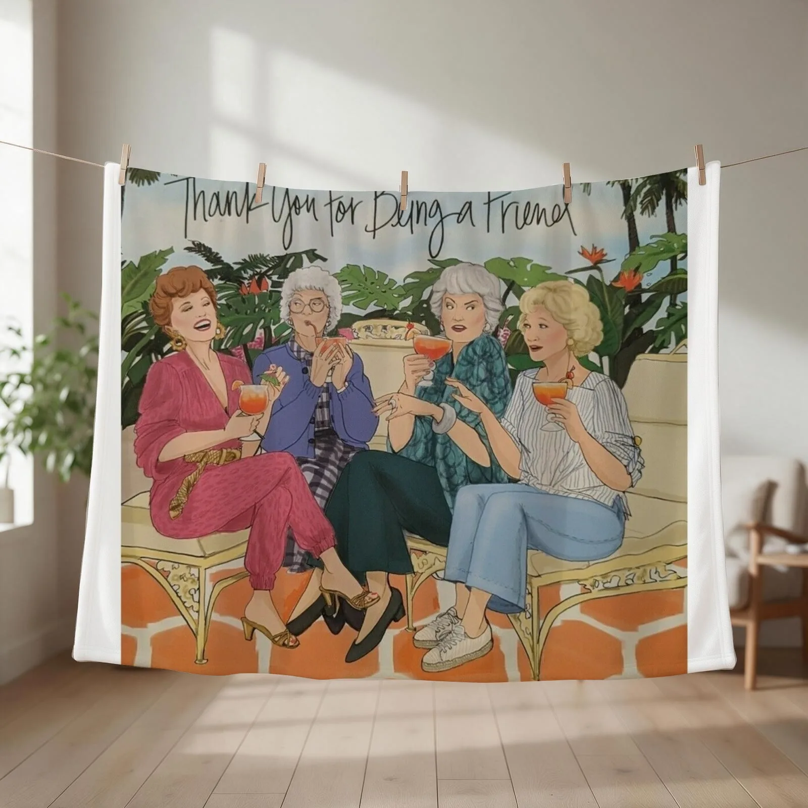 Thank You For Being a Friends Golden Girls Throw Blanket couch cozy soft plush fuzzy picnic outdoor blanket
