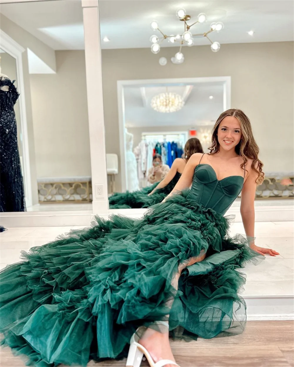 Jessica-Robes de Rhde princesse pour femmes, robes de soirée en tulle faites à la main, robe de mariée, robe de soirée formelle, vert