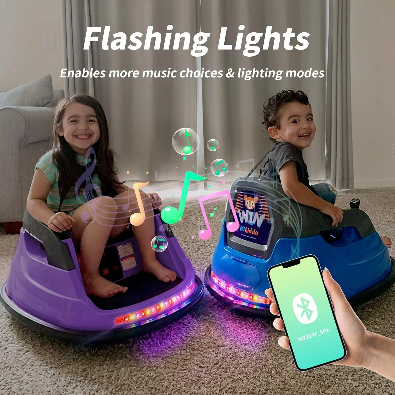 Carro de pára-choque para bebês, carro de pára-choque elétrico infantil de 6V para crianças com controle remoto, Bluetooth - Roxo