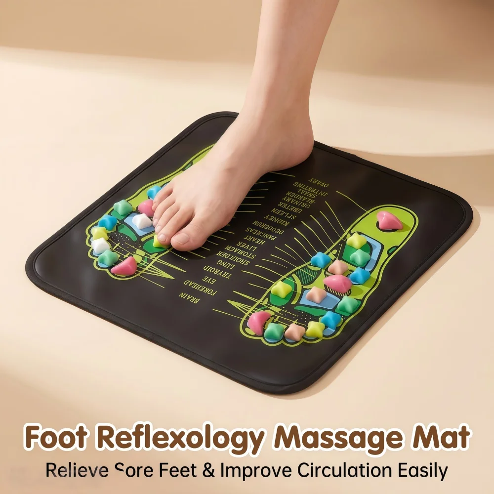 Household Foot Acupoint Massage Mat with Colorful Particles, Foldable Non-Slip Foot Reflex Zone Massage Blanket, Imitation Pebble Foot Massage Mat, Multifunctional Foot Acupoint Massage Walking Mat, Office and Home Relaxation Foot Meridian Massage Mat, Fatigue Relief Foot Massage Pad