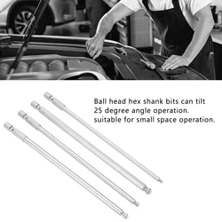 4pcs Hex Screwdriver Bit Set S2 Steel Magnetic Metric Ball Head Hex Bits 1/4 Inch Hex Shank