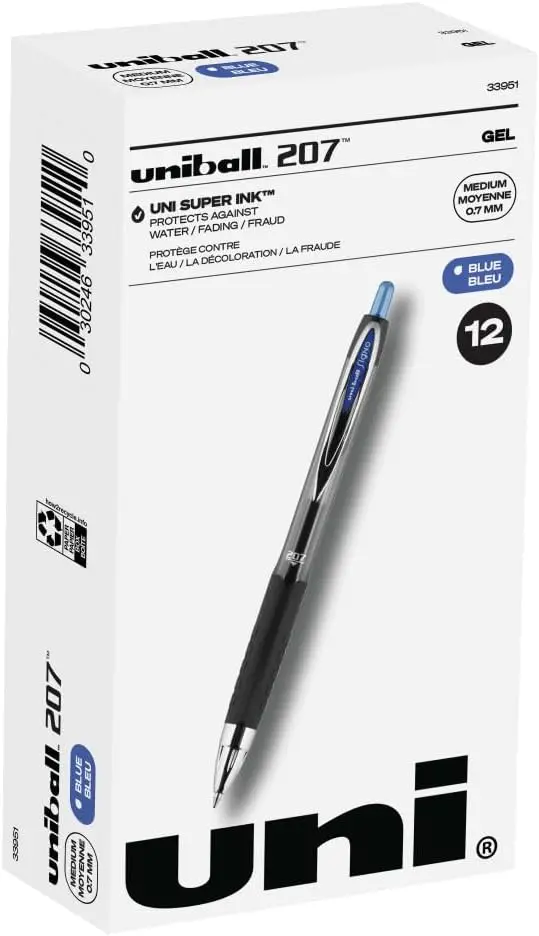 

Smooth Retractable Gel Pens, Medium Point 0.7mm, Blue Ink, 12 Pack