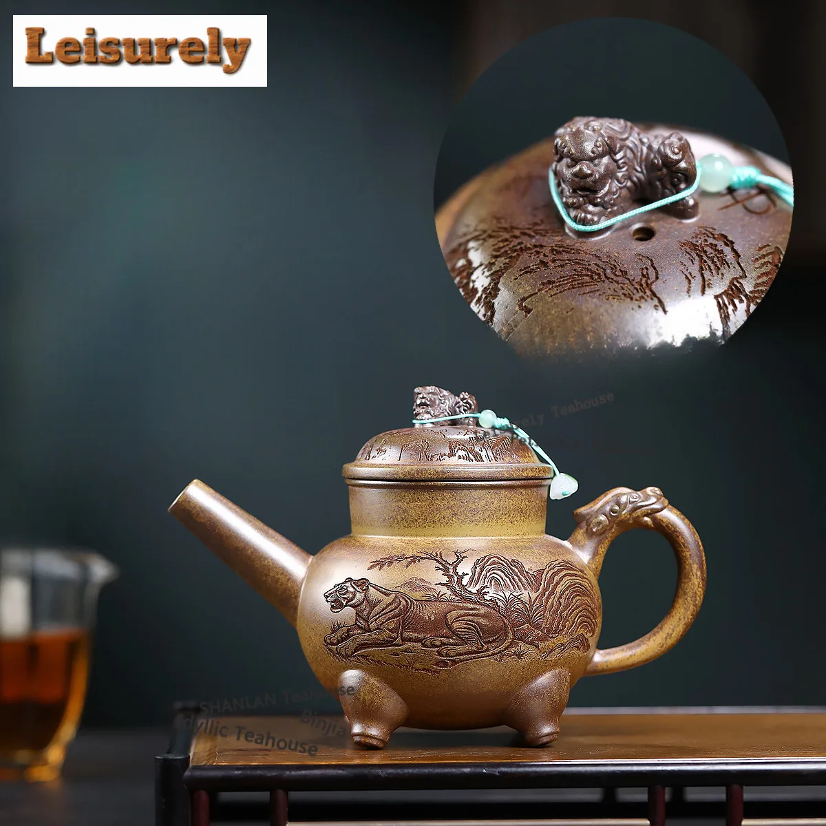 450ml Yixing Purple Clay Teapots Handmade Auspicious Beast Pot Raw Ore Wood-fired Porcelain Mud Kettle With Infuser Zisha Teaset