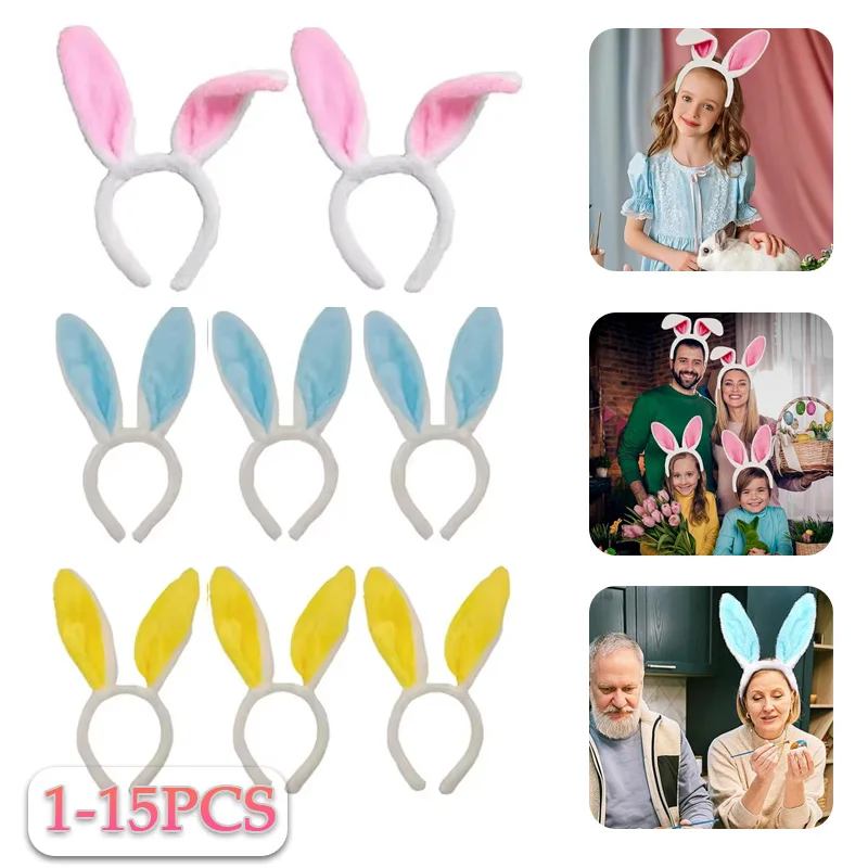 1-15PCS Cute Rabbit Ear Headbands Cute Plush Bunny Ears Hairband Easter Decorat Costume Party Cosplay Hair Hoop Hair Accessories