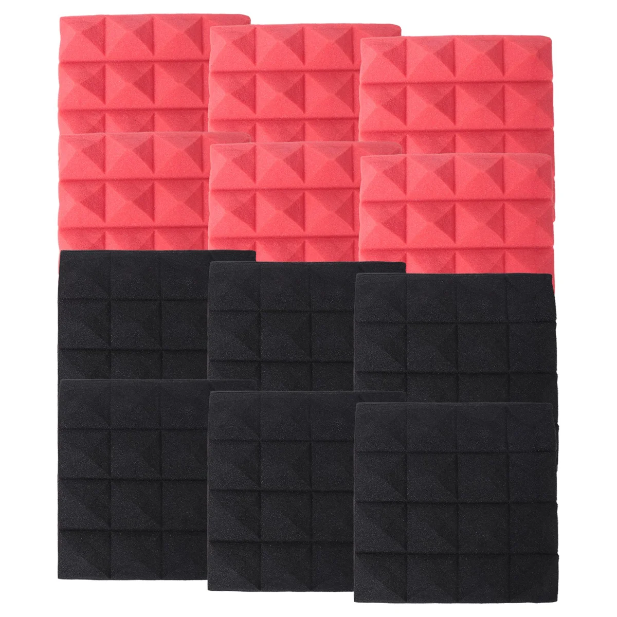 Sale Charcoal Acoustic Foam Tiles Soundproofing Foam Panels Studio Sound Padding 2 x 10 x 10 Inch(Black+Red)