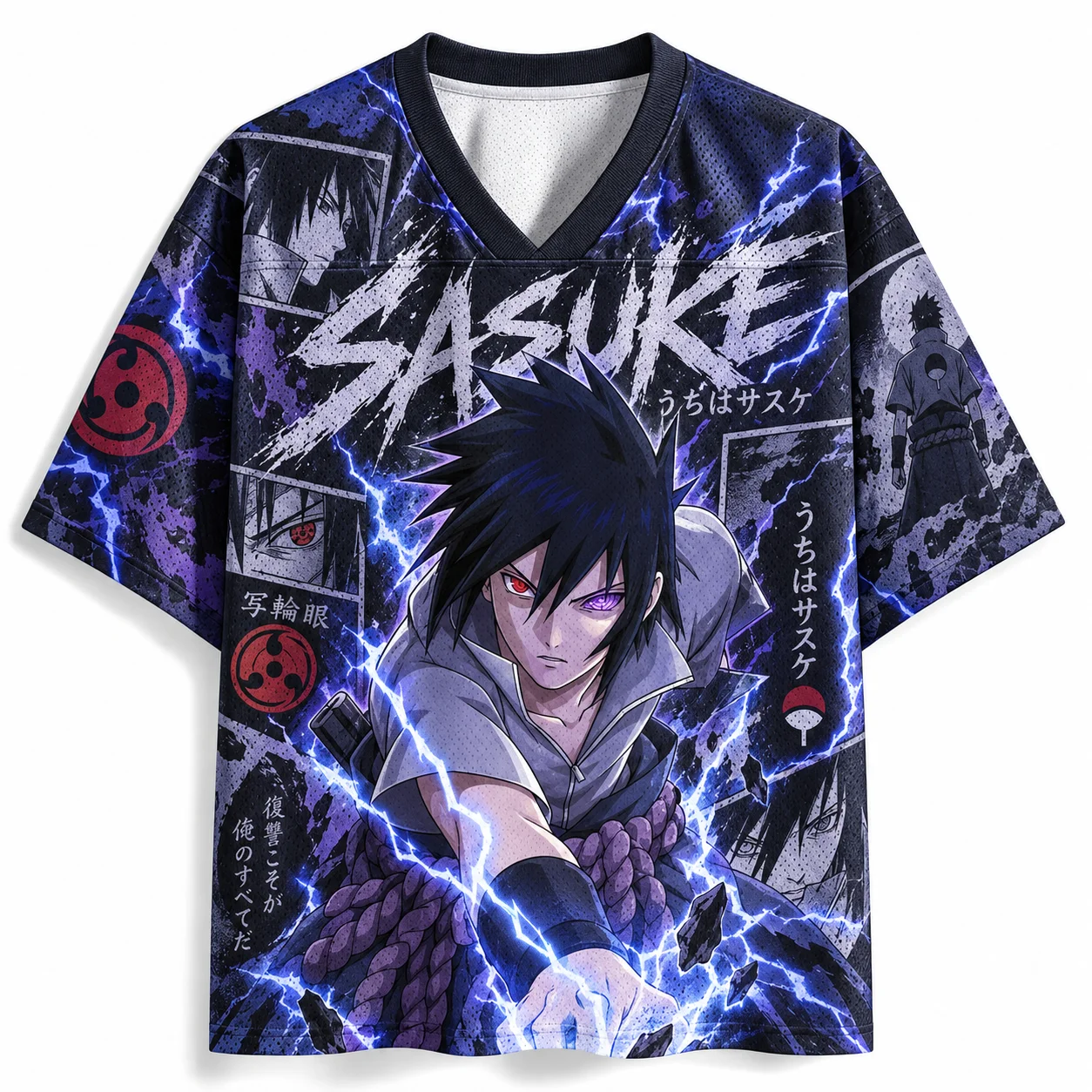 Trendy Anime Theme Graphic Print V Neck Shirt Unisex Football Jersey Fashion Graphic Tee For Weekend Casual Hip Hop Outfit