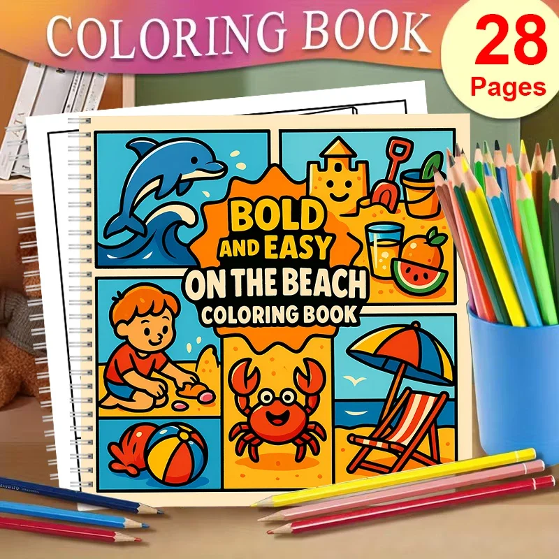 Easy on the Beach Coloring Book for Adult Colouring Book, Birthday Day Gift, Back to School Supplies, Adults Cute Drawing Book