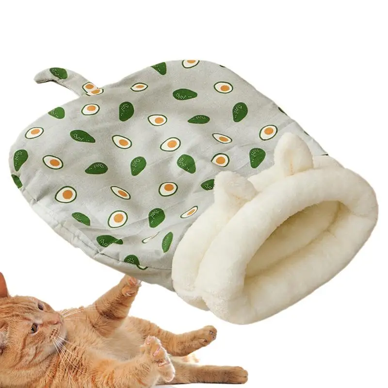 Cat Winter Sleeping Bag Cozy Calming Cat Bed With Tail Kitten Hideaways Pad Comfortable Pet Snuggle Sack For Indoor Cats Toys