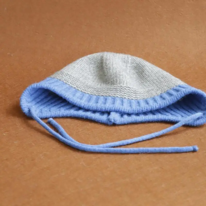2026 Neue Y2K Herbst-Winter Warme Wollmütze für Damen, Modische Vintage Farbblock-Strickmütze mit Ohrenschutz, Vielseitige Faltbare Kappe – Detail 15