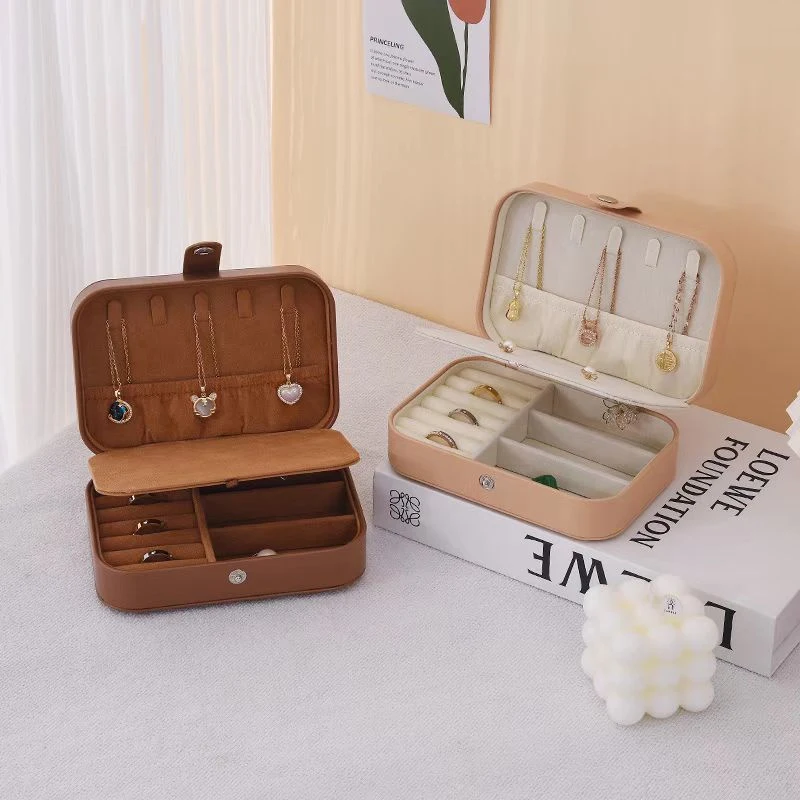 

Portable Multi-Compartment Jewelry Box Velvet Lining - Travel-Friendly Pink Jewelry Organizer Accessories Travel Jewelry Case