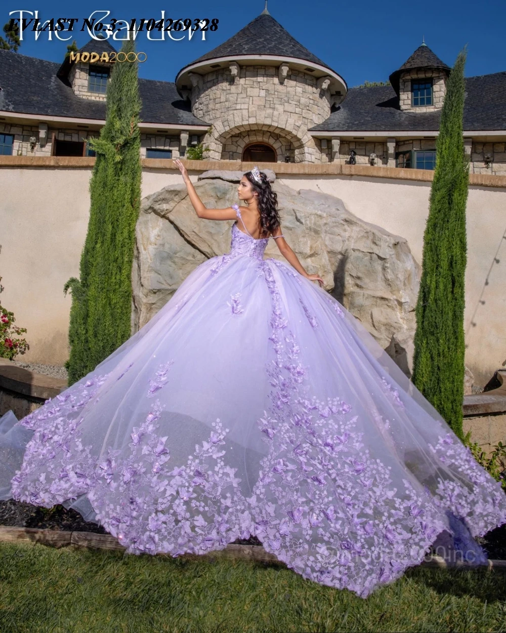 فستان Quinceanera أرجواني مخصص من EVLAST فستان حفلة لامع مزين بالدانتيل مطرز المكسيك مشد حلو 16 فيستدوس دي 15 أنوس E3Q81