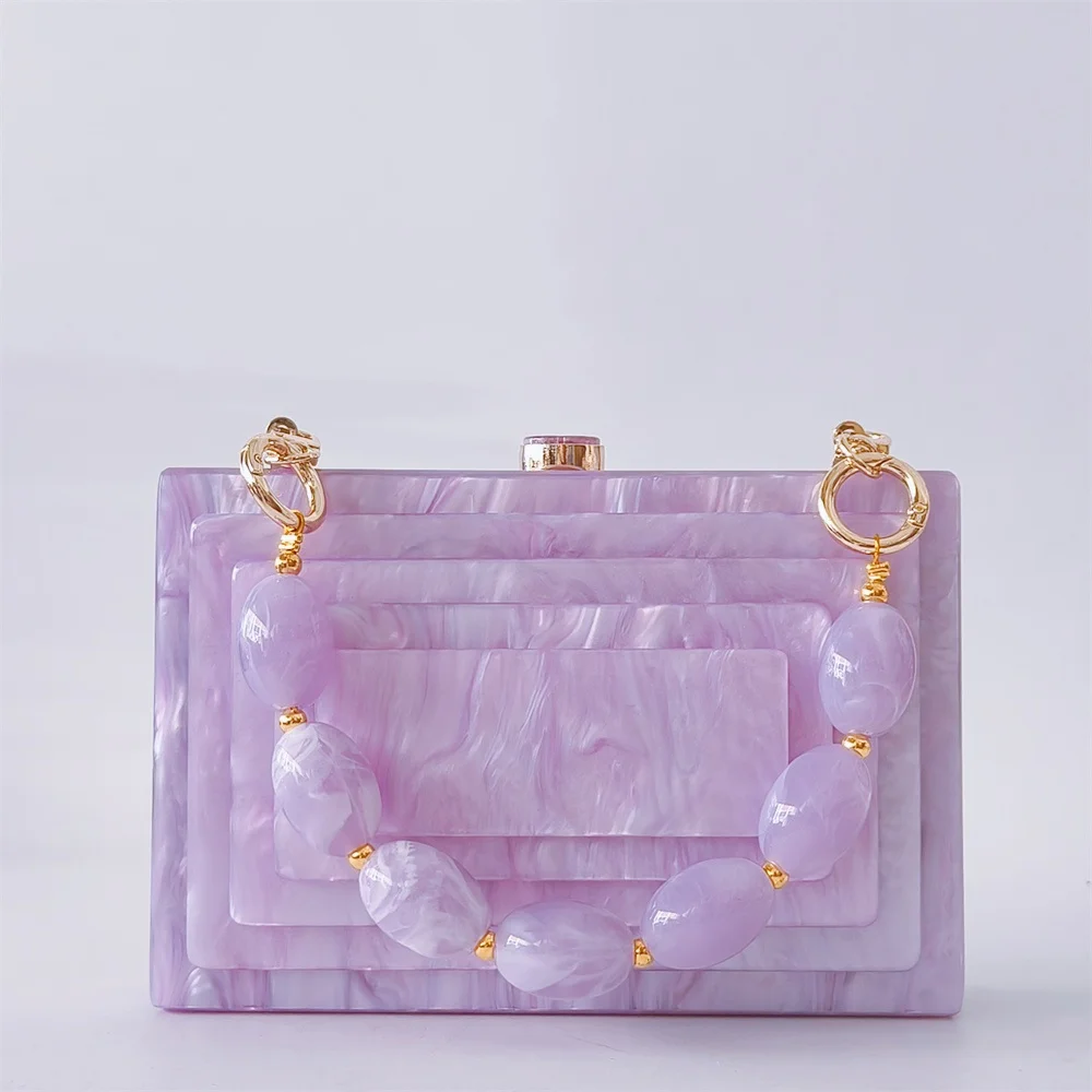 

Жемчужный светильник, клатч, сумка через плечо, женская роскошная вечерняя сумка-мессенджер, женский пляжный летний акриловый вечерний кошелек, фиолетовая сумочка