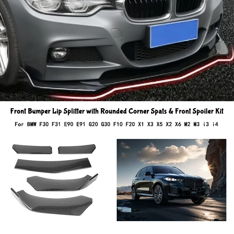 5-Segment Adjustable Front Bumper Lip Splitter Body Kit for BMW F30 F31 E90 E91 G20 G30 F10 F20 X1 X3 X5 X2 X6 M2 M3 I3 I4