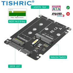 TISHRIC SSD Case Adapter Card M.2 MSATA SSD to SATA Converter M.2 BKey to SATA SSD 2.5 Inch SATA 3.0 Enclosure Support Laptop PC