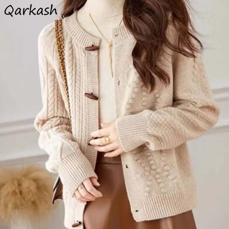 

Casual Cardigans for Women Long Sleeve O-neck Elegant Female Knitted Niche Clothing Spring Autumn Warm Simple College Ulzzang