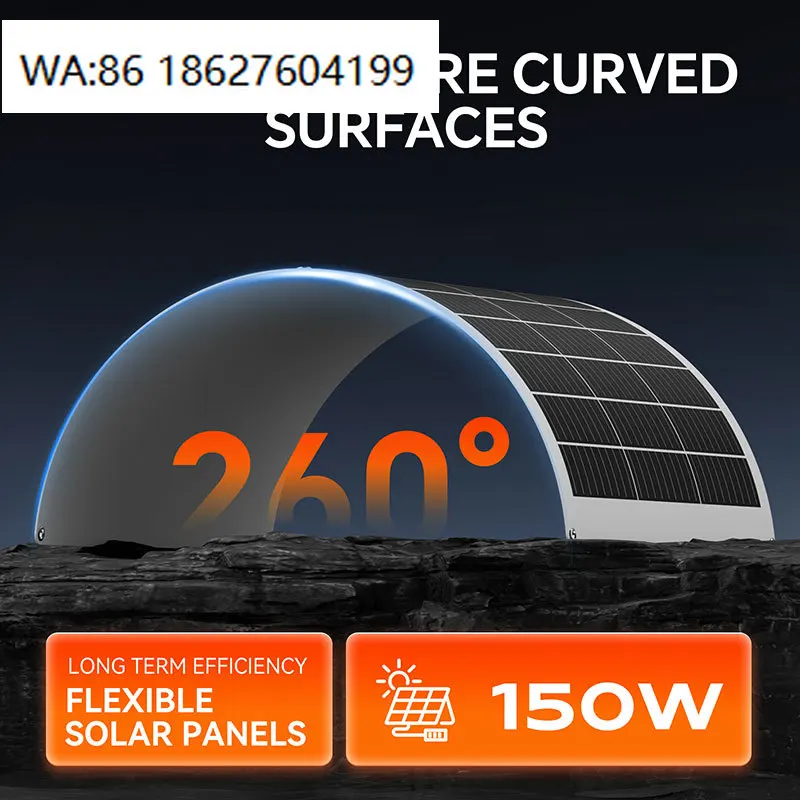 Flexible Solar Panel 150W Waterproof Monocrystalline Solar Panel Camping RV Home Charge 12V Home RV Yacht Boat Car