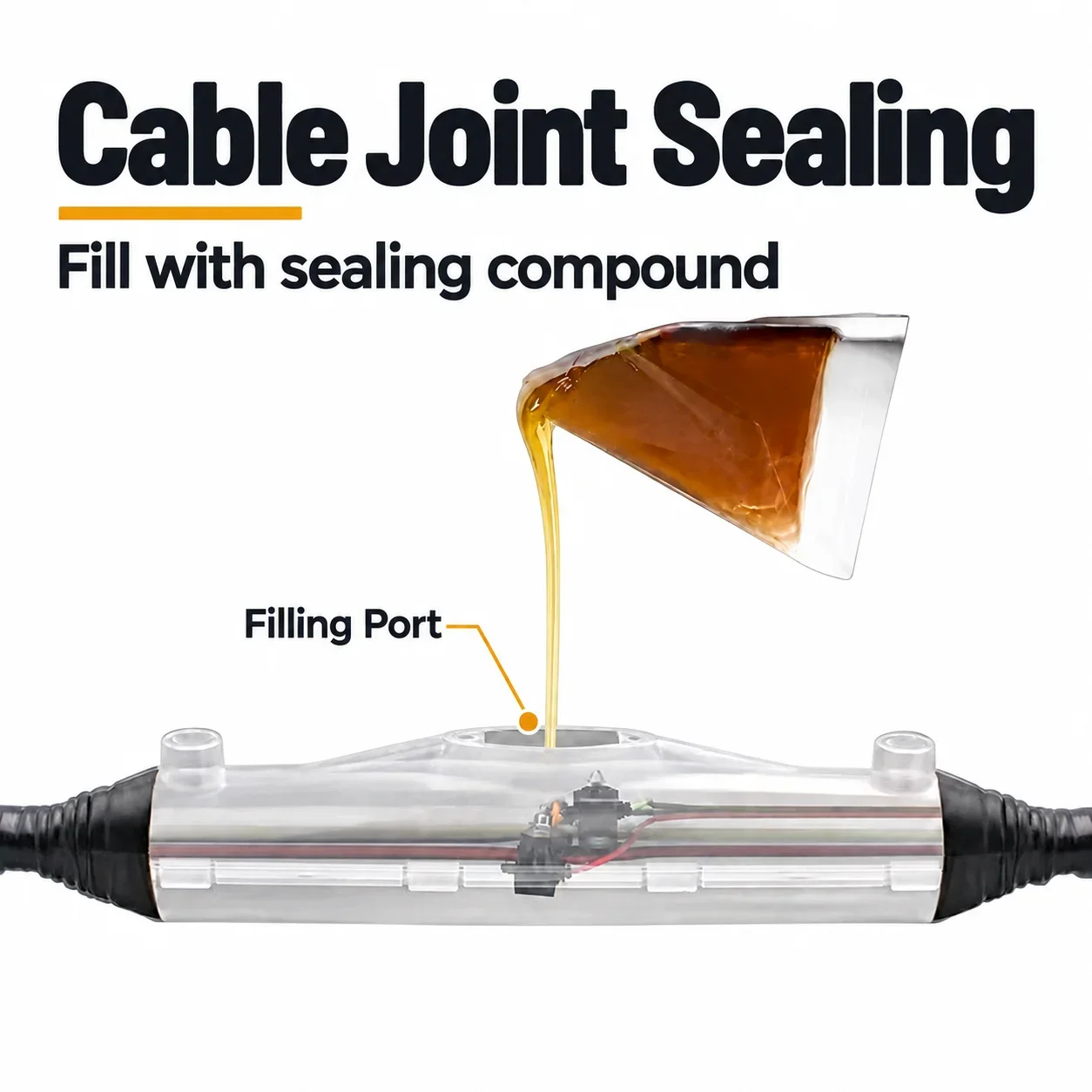 Outdoor 1kv Glue Filled Waterproof Junction Box IP68 Street Lamp Buried Submersible Pump Underwater Wire Waterproof Junction Box image 2