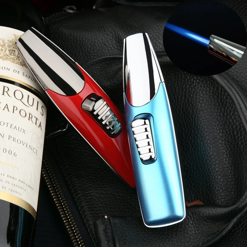 

New Streamlined Yacht Gas Lighter Windproof High Flame Jet Blue Flame High-temperature Cigar Barbecue Welding Spray Gun