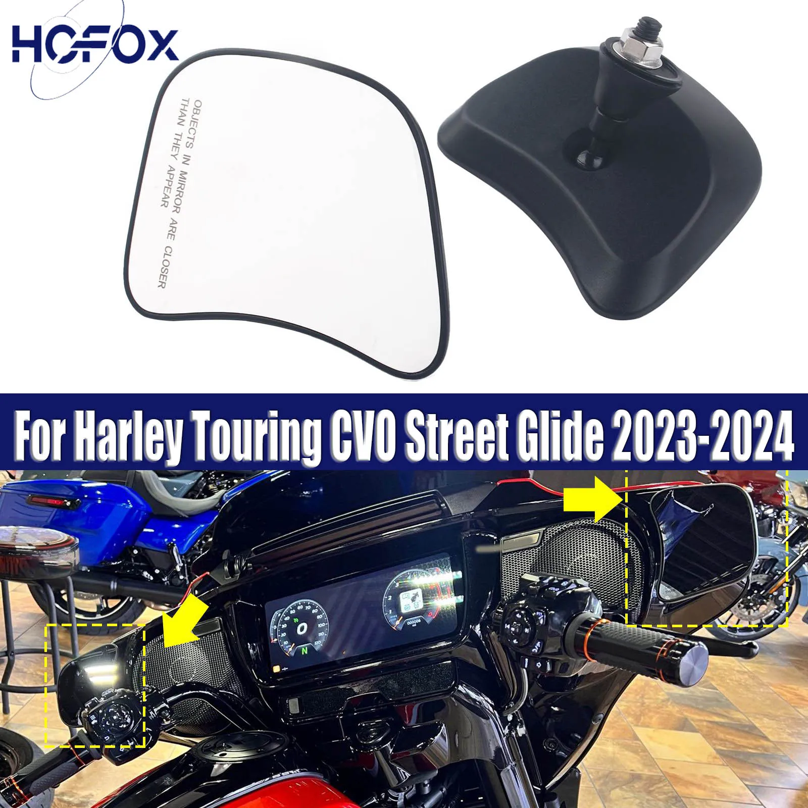 

For Harley Touring CVO Street Glide 2023-2024 Motorcycle Fairing Mount Rearview Mirrors