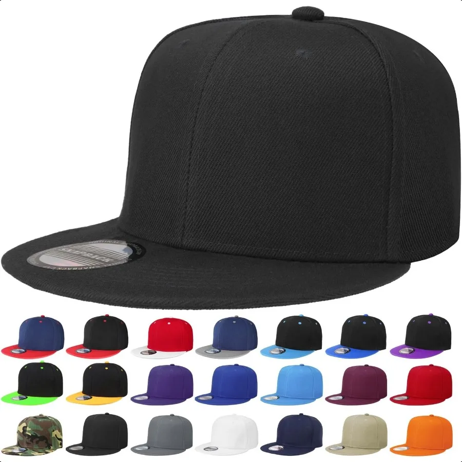 

Classic Snapback Hat Cap Hip Hop Style Flat Bill Blank Solid Color Adjustable Size