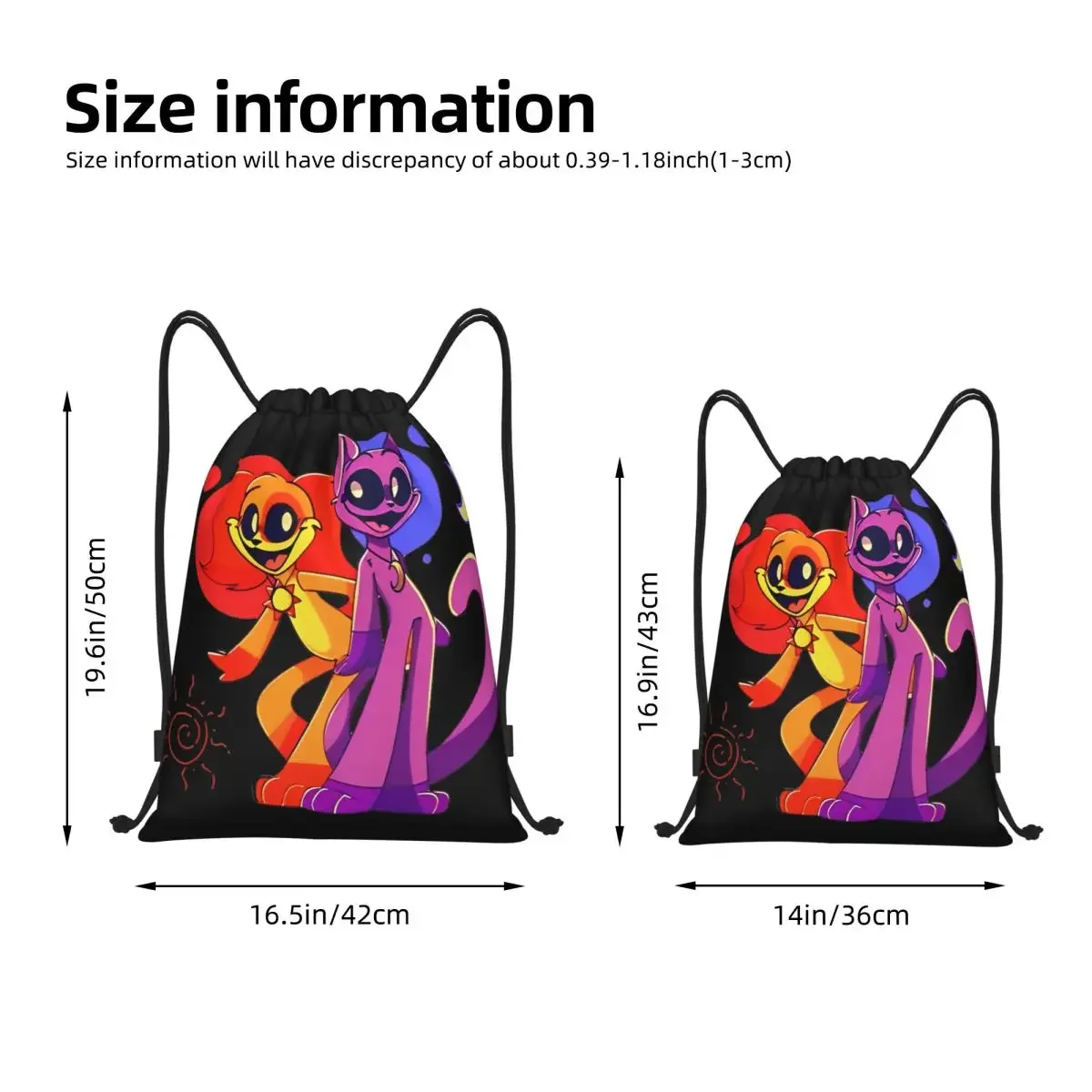 Catnap Smiling Critters Face Drawstring Backpack Sports Gym Bag String Sackpack for Hiking