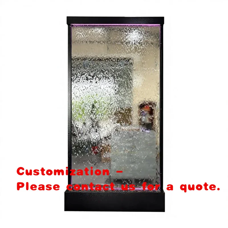 custom.Stainless Steel Powder Coated Metal Glass Waterwall Foldable Floor Standing Transparent Indoor-Outdoor Home Screen Feng S