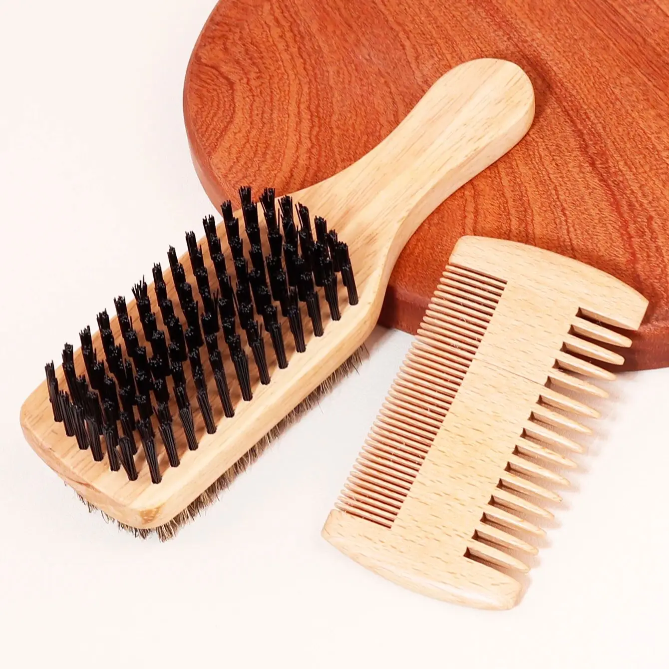 

Men's beard combing brushes, double-sided fine toothed and wide toothed pocket combs, Special for real hair wigs