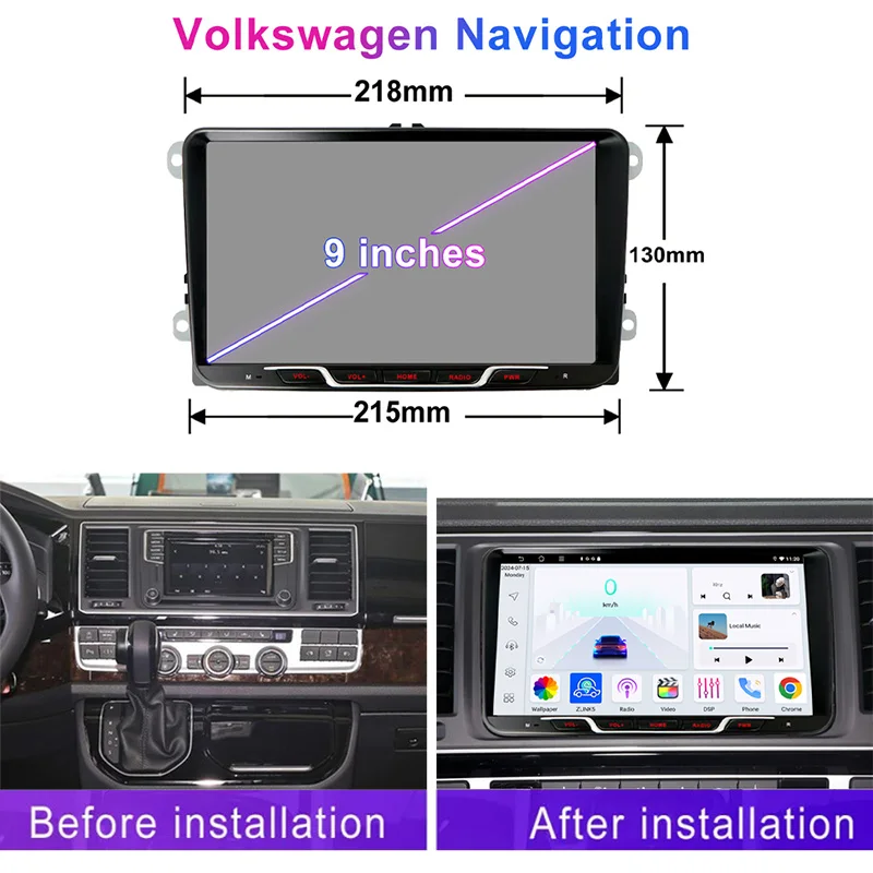 9 "для VW Transporter T6 2016-2019 Apple Carplay Android Auto головное устройство интеллектуальная система мультимедийный плеер GPS BT WIFI 4-64 ГБ