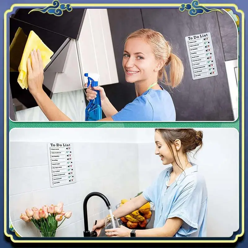 

Portable 12 Pcs To Do List Memo Board Removable Message Board Plastic RV Checklist Personal Schedule Board With 24 Cards