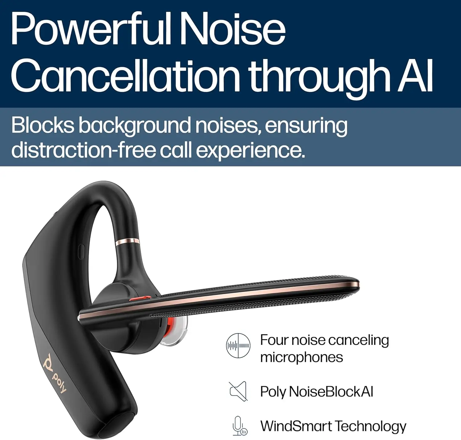 Poly Voyager Legend 50 Bluetooth Headset Discreet Boom 4 Noise