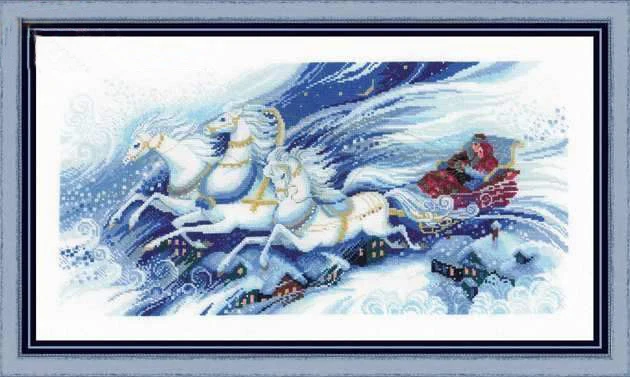 Sled Journey 60-35 DIY Needle Work Cross Stitch Set Counted Cross Stitch Kit  28ct 14ct 32ct Metallic cotton aida