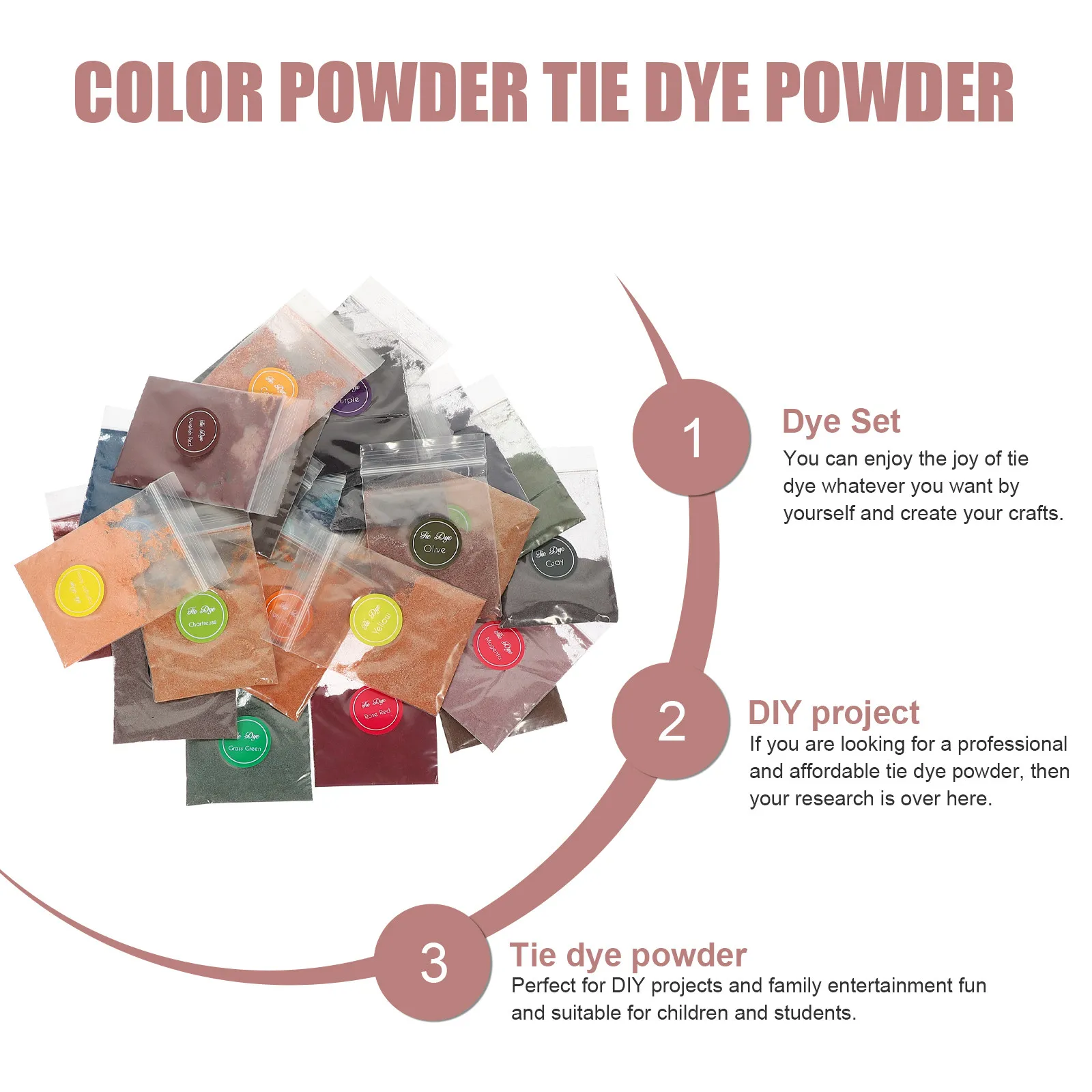 32 Bags Tie Dye Powder for Tie Dyeing Fabric DIY Craft Kits Tshirts Scarves Hats Pillows Canvas Bags Summer Camp Activities view 5