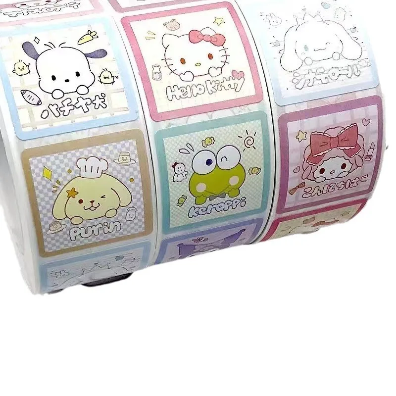 500 pçs sanrio kuromi melodia pochacco hellokitty forma bonito adesivo fita anime dos desenhos animados decoração selo rolo adesivo recompensa presente