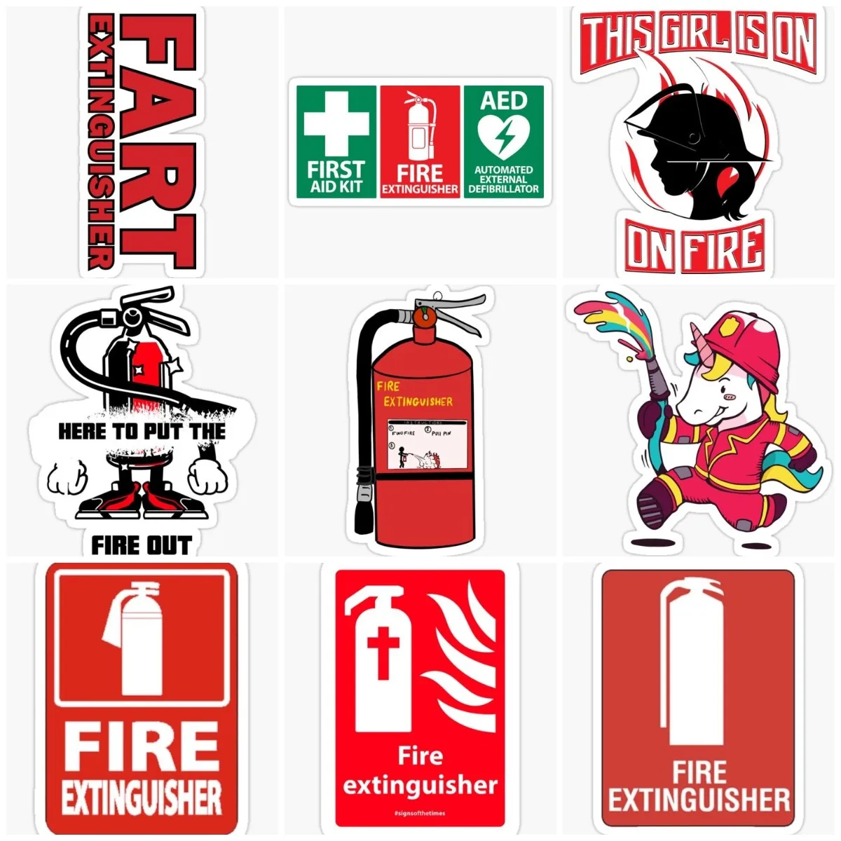 Fire Extinguisher Creative Sticker Truck Laptop Car Window Motorcycle Wall Room Door Glass Waterproof PVC Decal Customizable