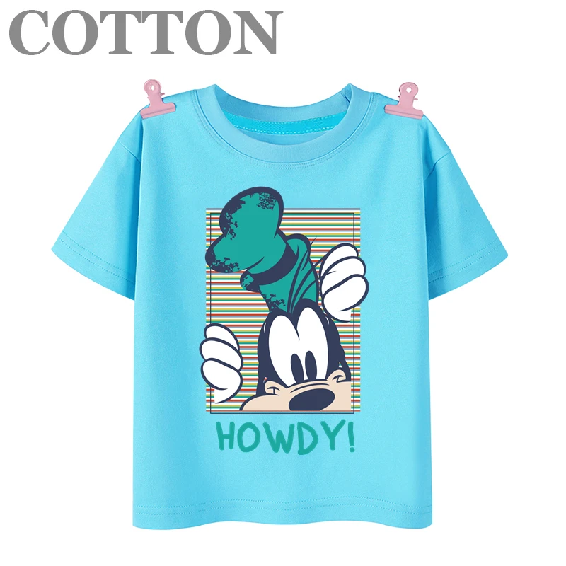 Goofy animation fashion cotton summer multicolor children's casual cartoon T-shirt round neck short sleeve Disney print